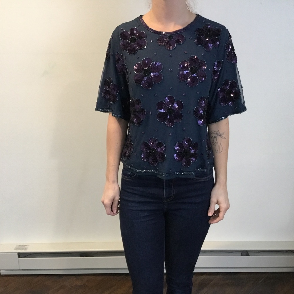 NWT ASOS Floral Beaded Dressy Unique Top